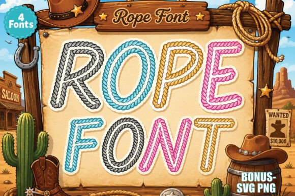 Rope Script Alphabets: Infuse Western Charm into Your Designs